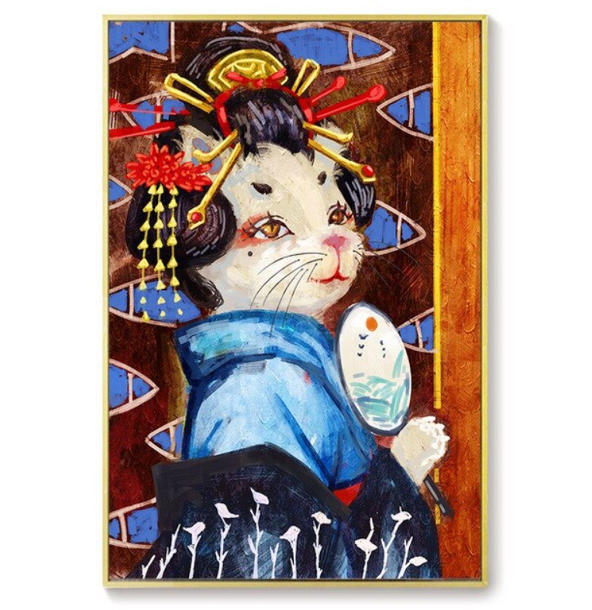 TPFLiving Kunstdruck (OHNE RAHMEN) Poster - Leinwand - Wandbild, Van Gogh - Die Katzen (Verschiedene Größen), Farben: Leinwand bunt - Größe: 50x75cm