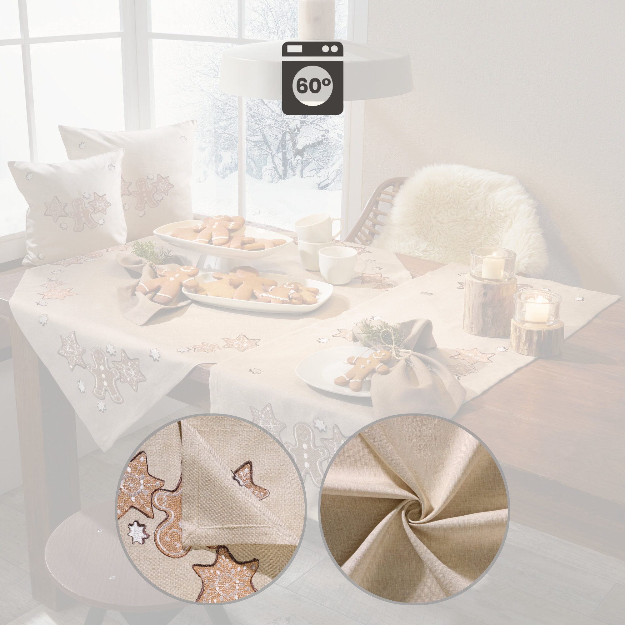 REDBEST Tischdecke Tischläufer "Lebkuchen", Motiv/Sterne