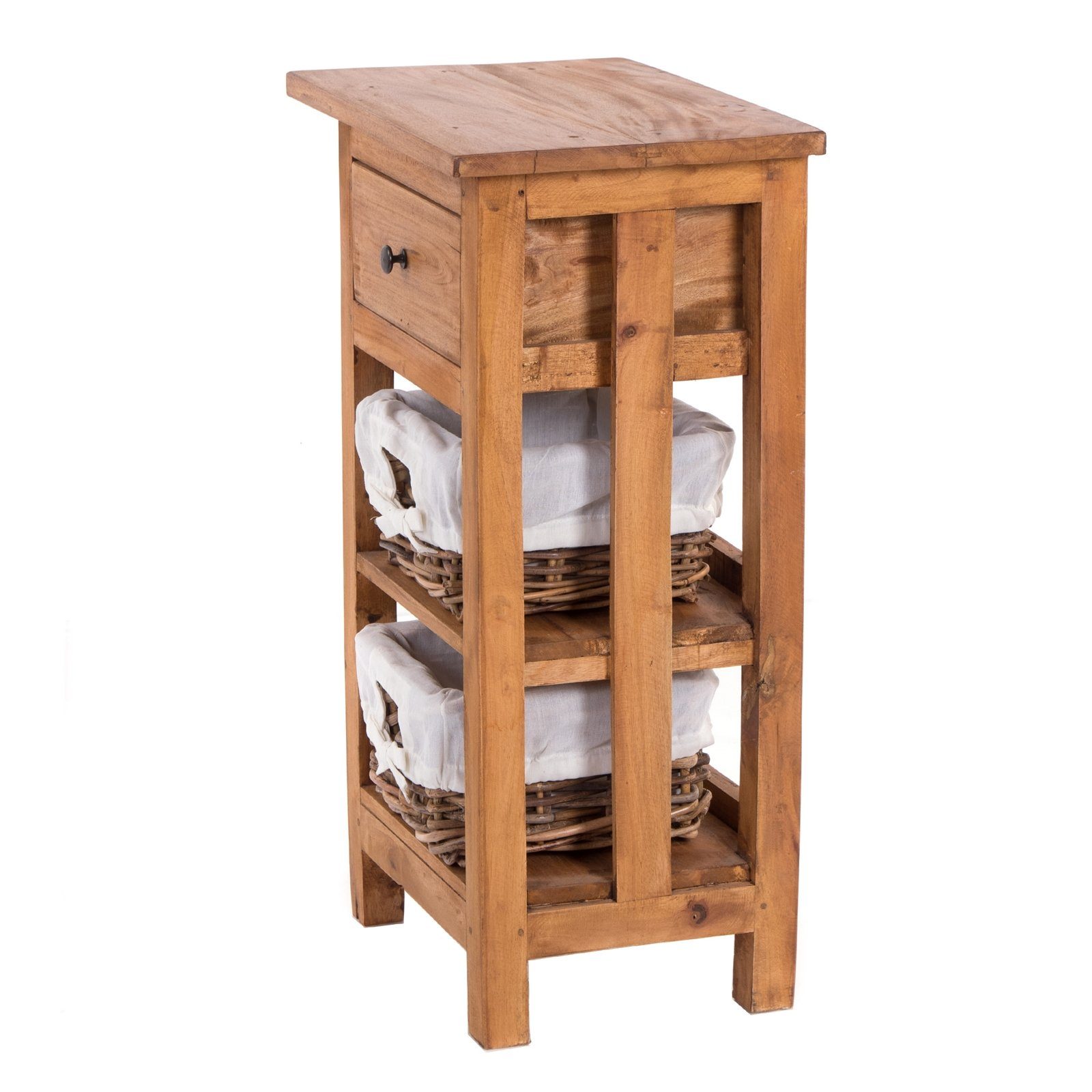 DESIGN DELIGHTS Telefontisch TELEFONTISCH "RATTAN 70", 70x38x28cm (HxBxT), Altholz massiv Beistell – Bild 4 von 5