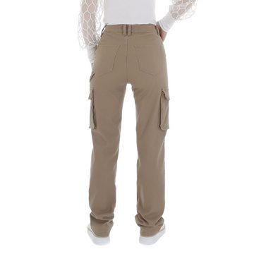 Ital-Design Cargohose Damen Freizeit (86359004) Stretch Stoffhose in Beige