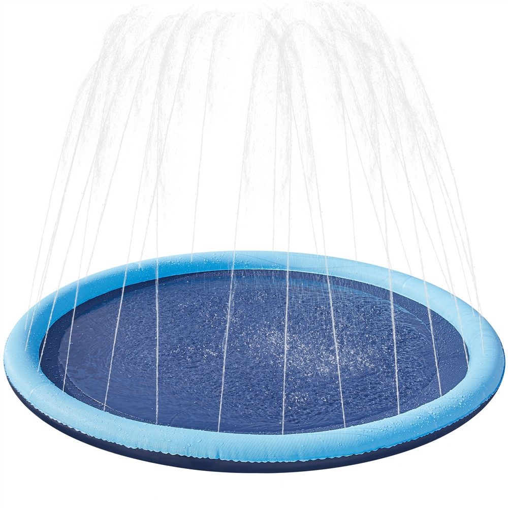 Yaheetech Hundepool Ø 150/170 cm, Wasserspielmatte Faltbarer Sprinkler Matte Hund rutschfest