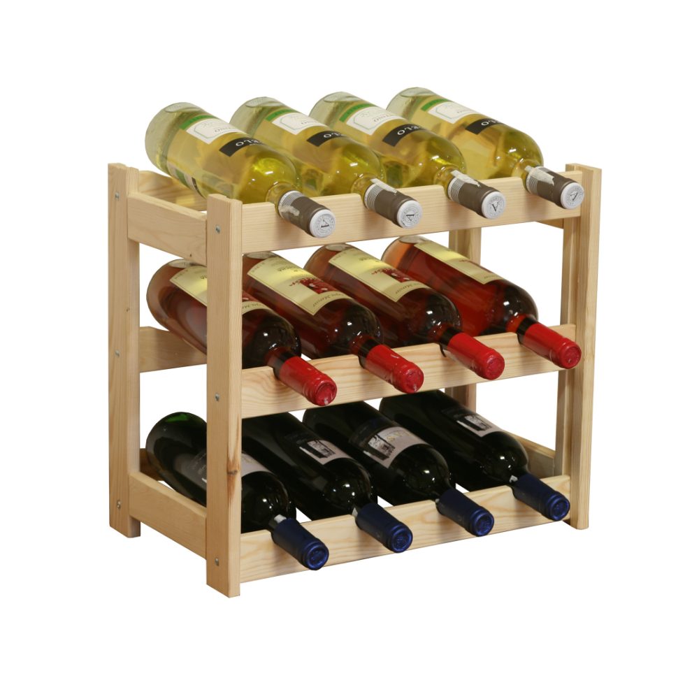 Modo24 Weinregal Flaschenregal Holzregal Flaschenständer Varianten 12 bis 91 Flaschen, RW1 Getränkeregal, 3 Farben, FSC Holz Nachhaltig