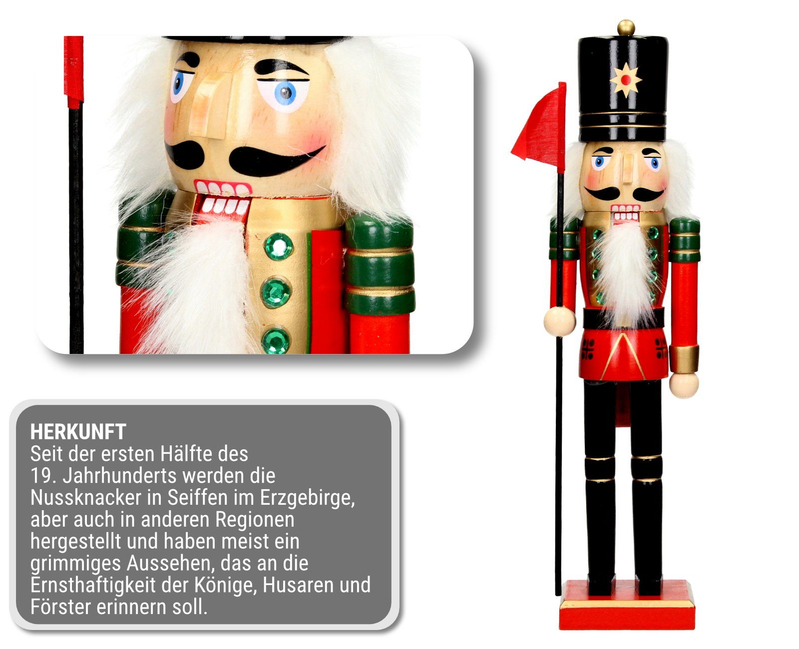 Deko Erzgebirge schwarz Unikat Nussbeisser Nussknacker HAGO Holz Volkskunst Figur Weihnachtsfigur