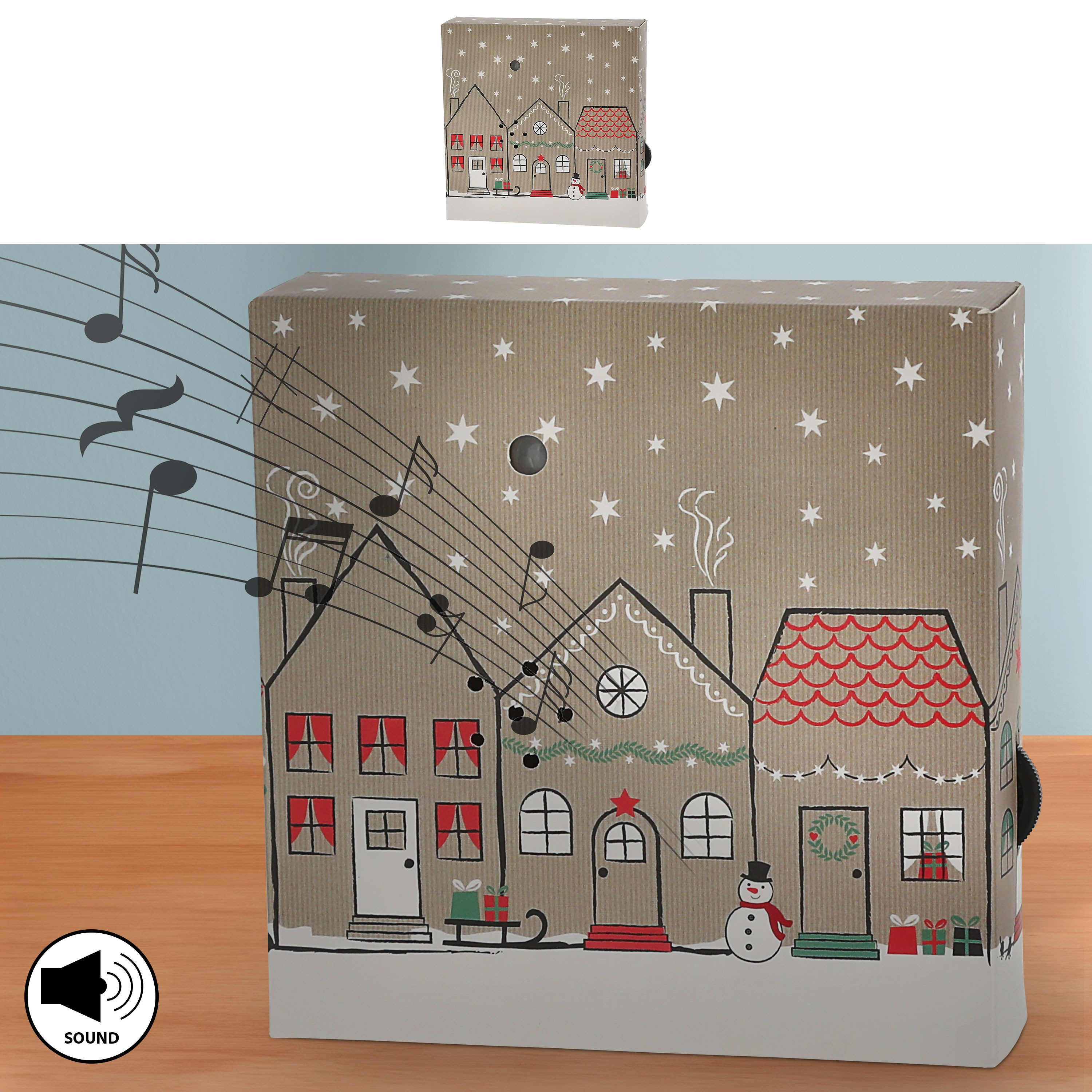 CEPEWA Датчик движения Soundbox 'Village' 2 X-Mas Sounds Датчик движения 12x12x3,5cm Pappe