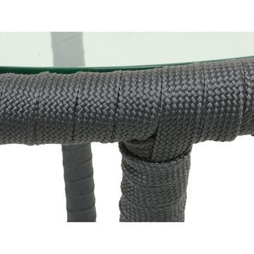Lomadox Balkonset GARDA-120, (0-tlg), Gartenmöbel Set Sitzgruppe schwarz grau Geflecht modern Kissen Glas