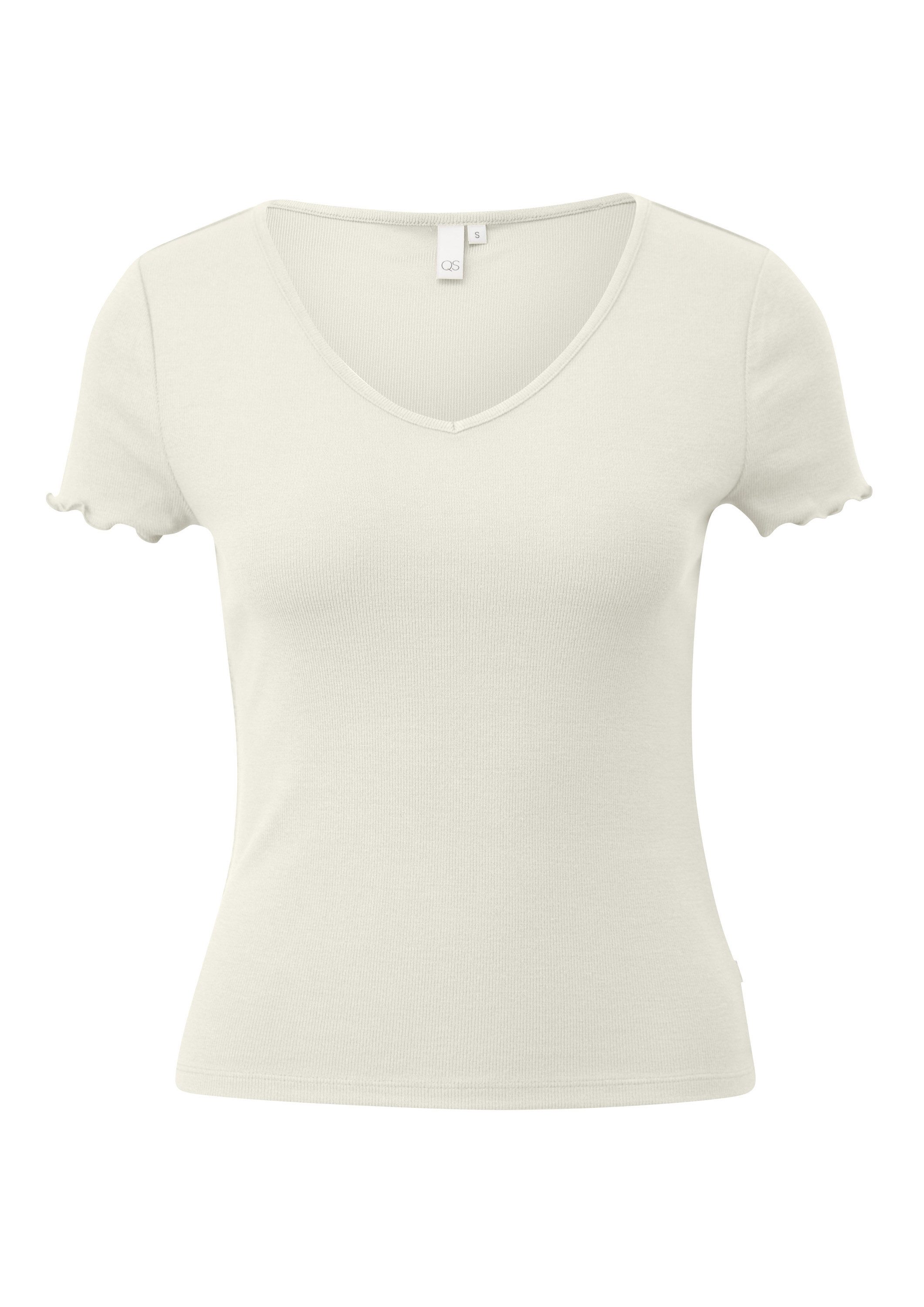 QS Kurzarmshirt T-Shirt Schmal geschnittenes T-Shirt aus Rippware günstig online kaufen