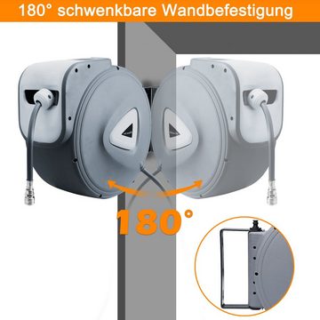 Clanmacy Hochdruckschlauch 30m Druckluftschlauch Aufroller Schlauchaufroller Schlauchtrommel 1/4" Trommel Luft Automatik mit Kupplung Automatischer Schlauch