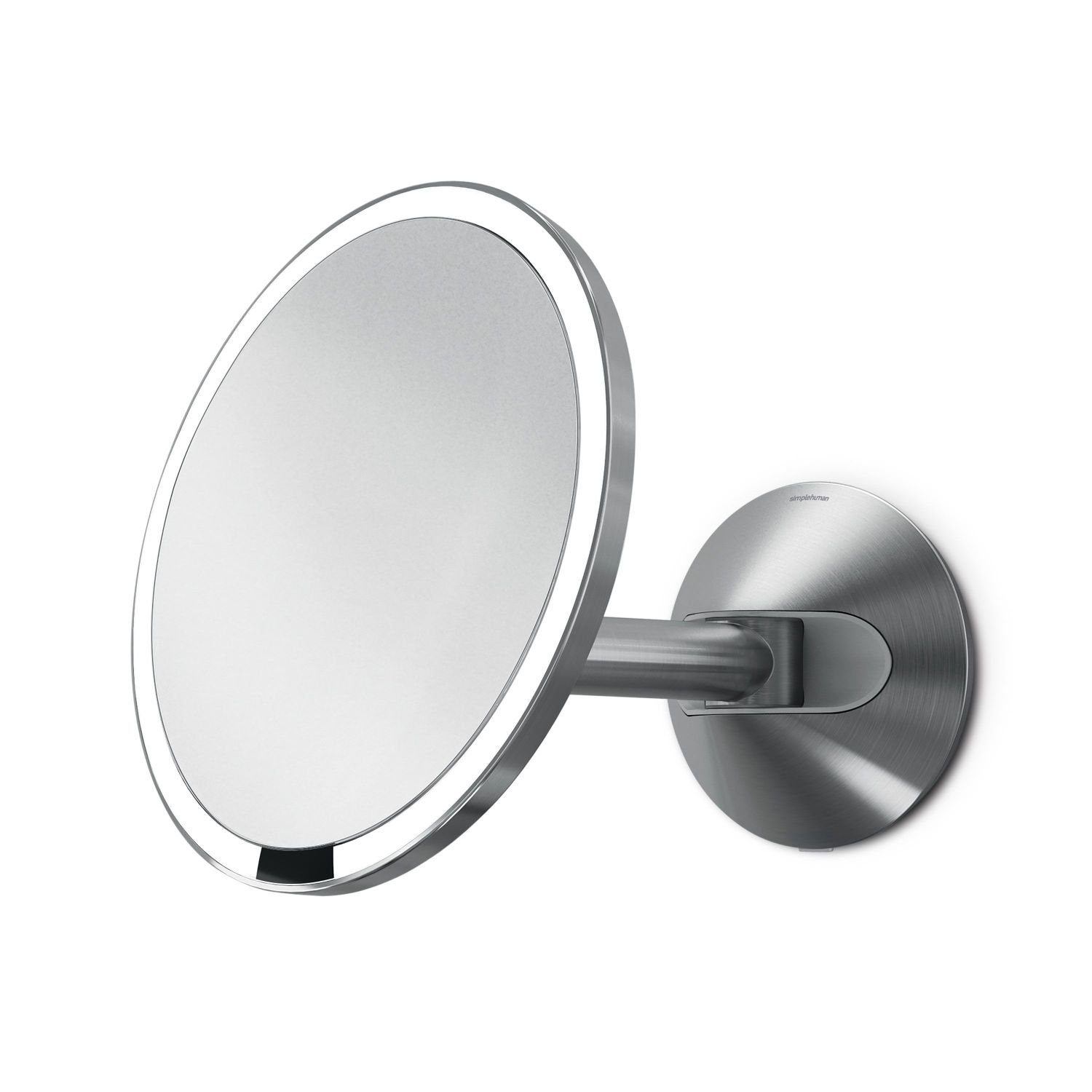 simplehuman LED-Lichtspiegel Sensorspiegel mit Wandhalterung Verdrahtet Edelstahl Gebürstet 20 cm