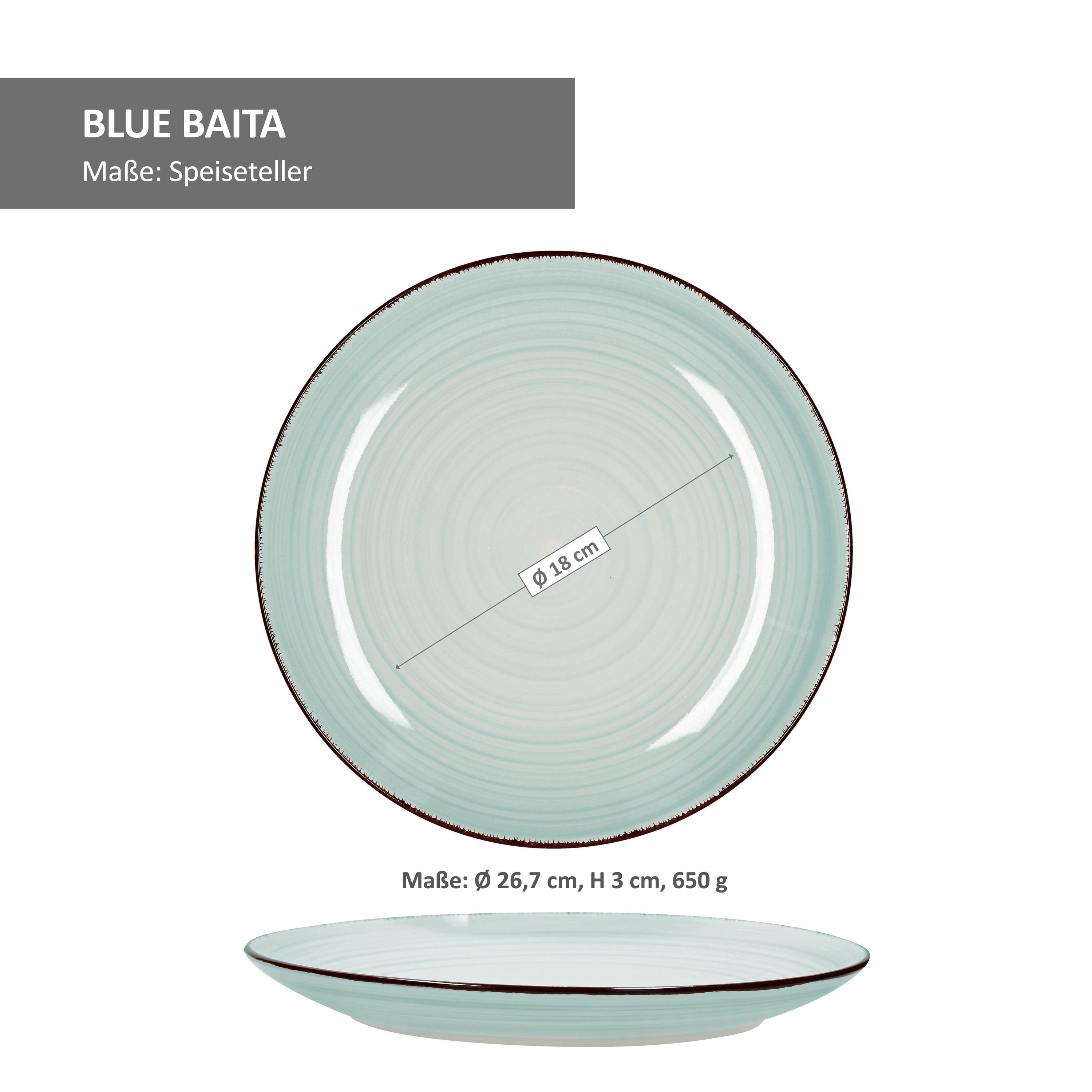 Baita Set flach 6er Essteller Blue 26,5cm MamboCat Speiseteller