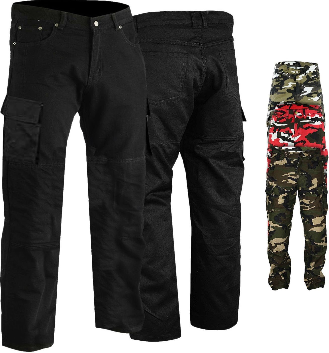 Wear Motorradhose & Schwarz Protektoren Motorradjeans Cargohose German Motorradhose stoff JEANS-003 Schutz mit