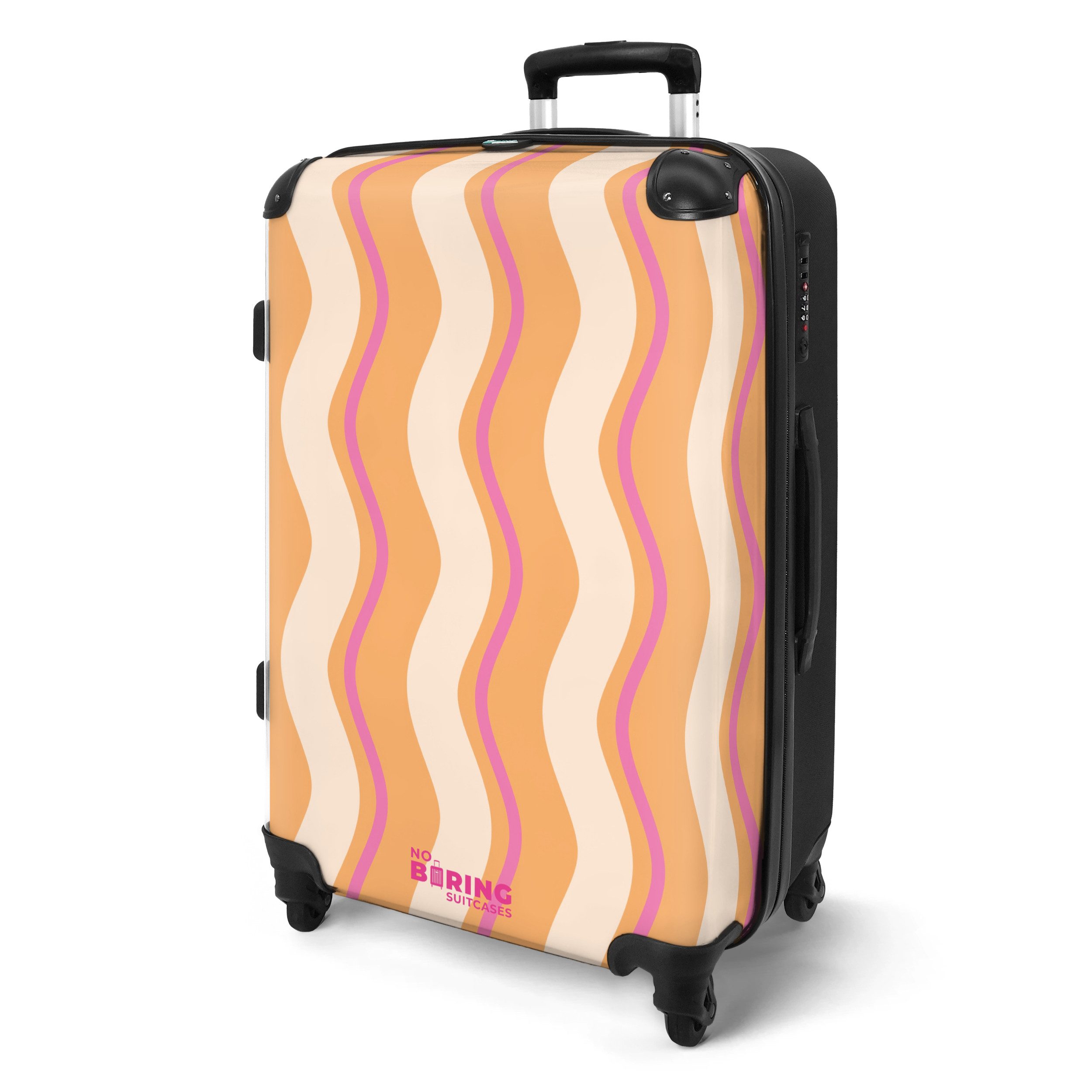 NoBoringSuitcases.com© Hartschalen-Trolley Wellenförmige Streifen in Orange günstig online kaufen