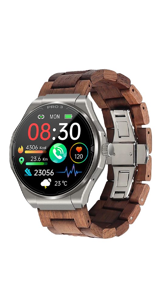 Knauermann PRO 3 (2024) nero – Orologio sanitario smartwatch con funzione telefonica – ECG + HRV e funzione SOS – display AMOLED BT Bluetooth – apnea notturna – fascia milanese nera, 14 – 24, rotondo