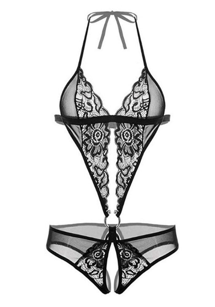 Lovolotti Body-Ouvert Sexy Damen Unterwäsche Nachwäsche Durchsichtig Reizvoller Lingerie mit offenem Schritt & transparentem Design