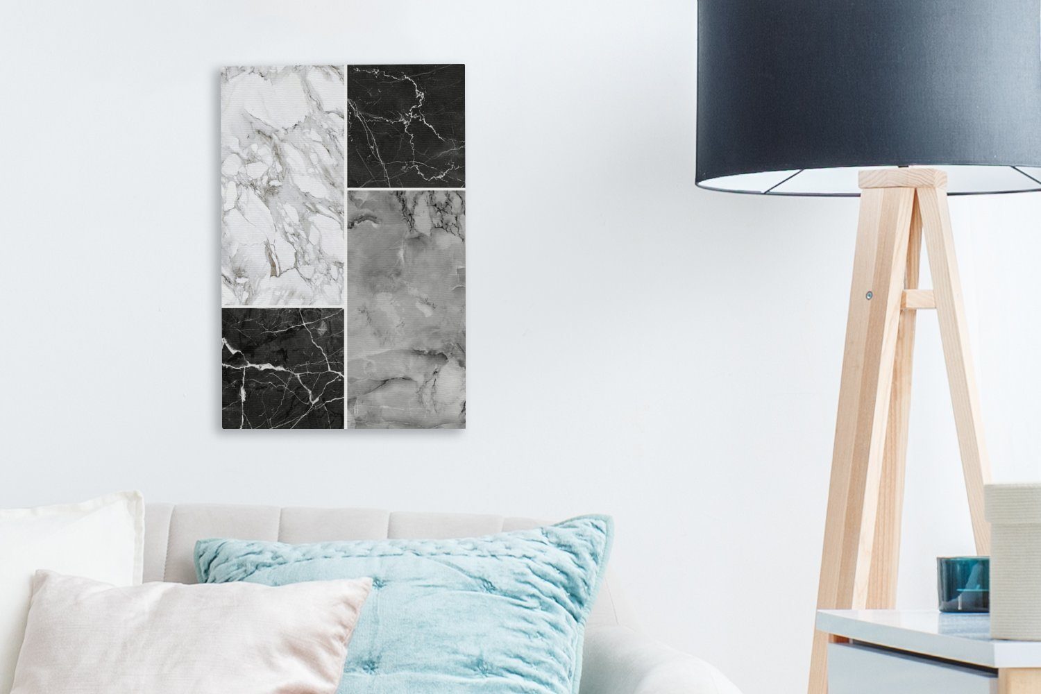 OneMillionCanvasses® Leinwandbild Marmor - Textur St), Zackenaufhänger, inkl. 20x30 - fertig cm bespannt (1 Leinwandbild Gemälde, Chic