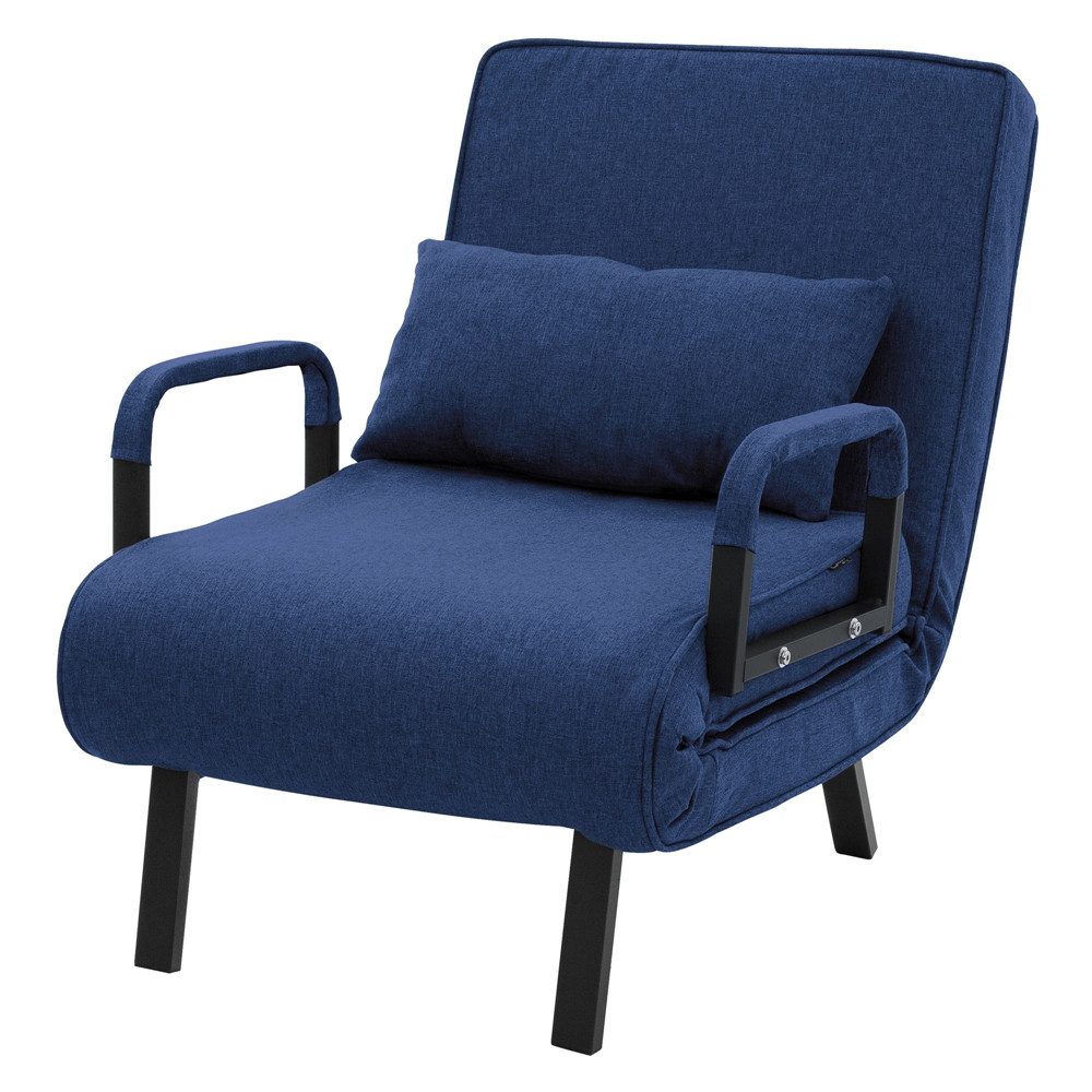 ML-DESIGN Relaxsessel Schlafsessel mit Bettfunktion 3in1 Sessel mit Schlaffunktion klappbar, Bettsessel Klappsessel Faltbares Schlafsofa Stahl/ Chenille Blau