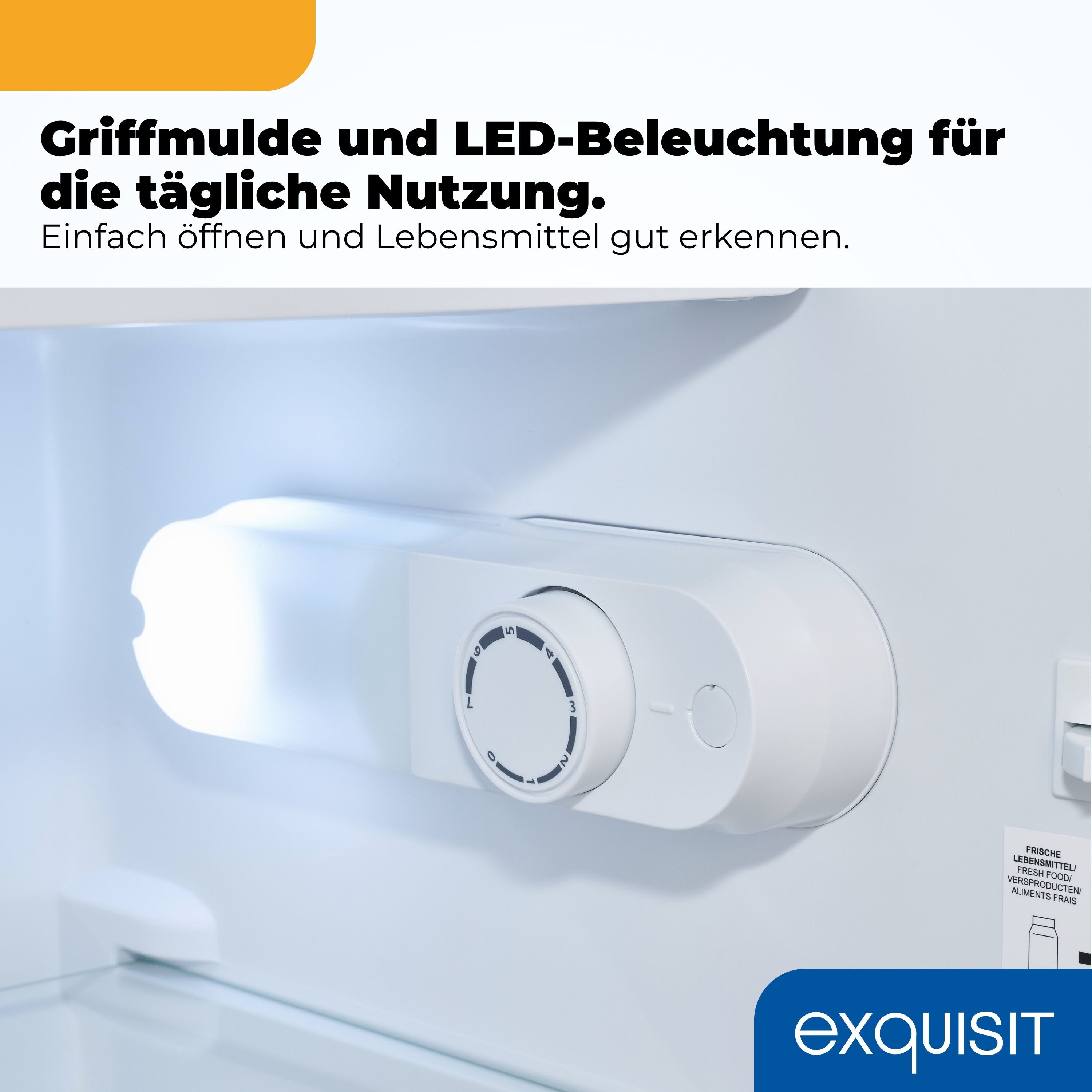 exquisit Kühlschrank KS117-3-011E weiss, 84 cm hoch, 48 cm breit, Perfekte Kühlung & Gefrierfach: 82 L Mini-Kombi für jede Küche – Bild 4 von 5
