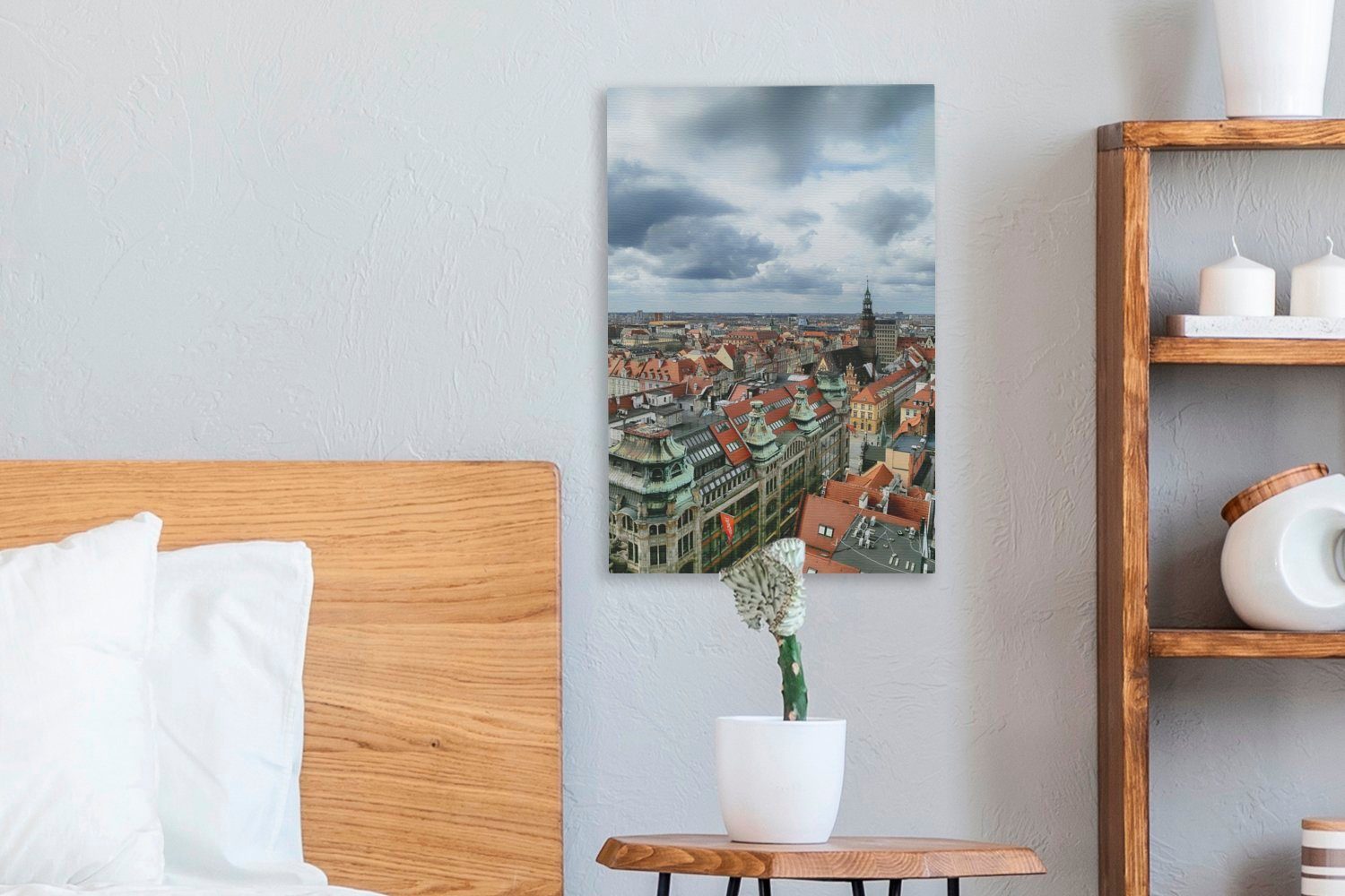 Leinwandbild bespannt Leinwandbild Stadtbild Polen, OneMillionCanvasses® Zackenaufhänger, von 20x30 (1 Gemälde, Wroclaw St), cm fertig inkl.