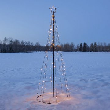 MARELIDA LED Baum LED Lichterbaum mit Sternspitze Weihnachtsbaum funkelnd 2,1m außen, LED Classic, warmweiß (2100K bis 3000K)