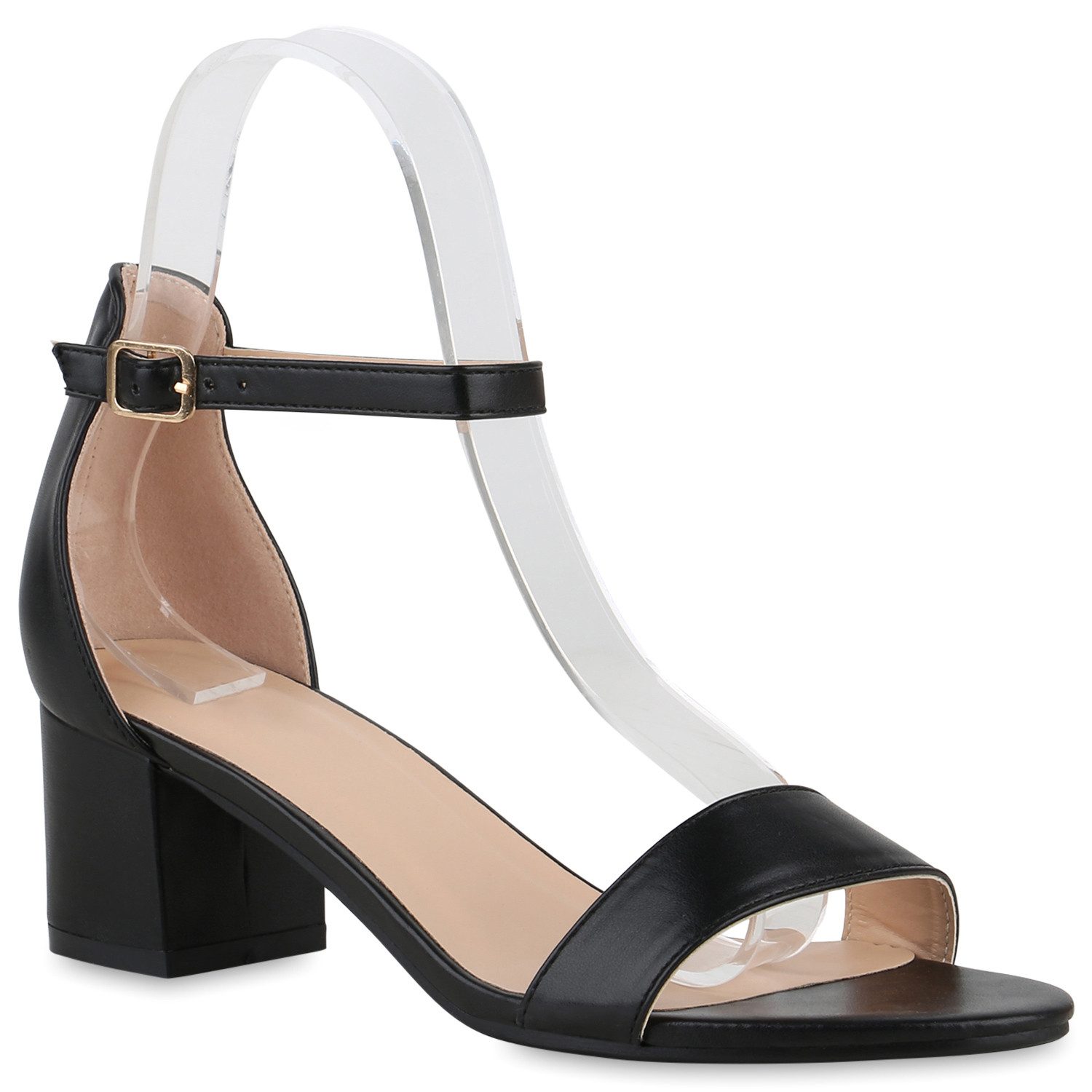 VAN HILL 840130 Sandalette Damen Sandaletten Christina Klassische Blockabsatz Basic Schuhe