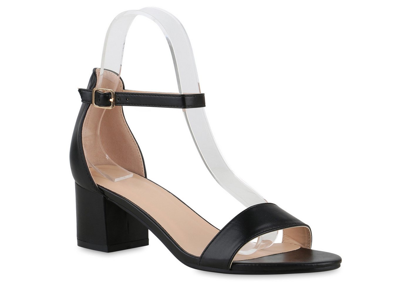 VAN HILL 840130 Sandalette Damen Sandaletten Christina Klassische Blockabsatz Basic Schuhe