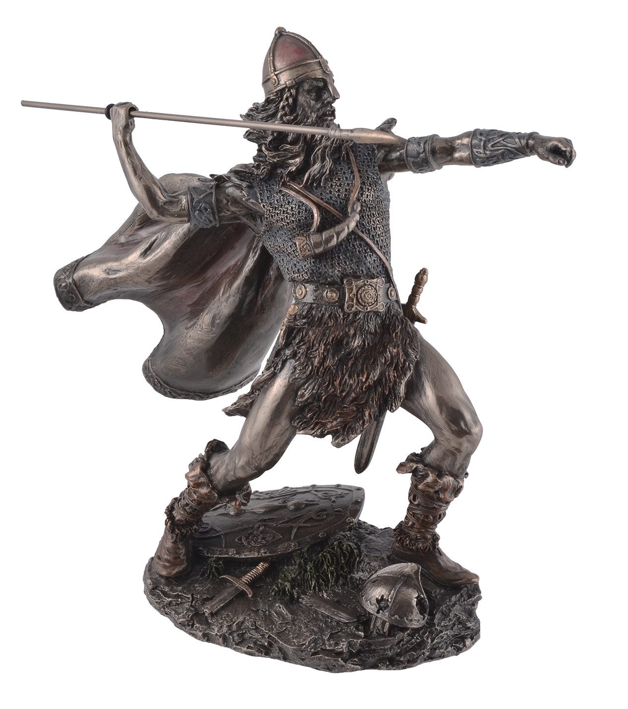 Dekofigur Veronese Dekofiigur Wikinger greift mit Speer an bronziert 20 cm