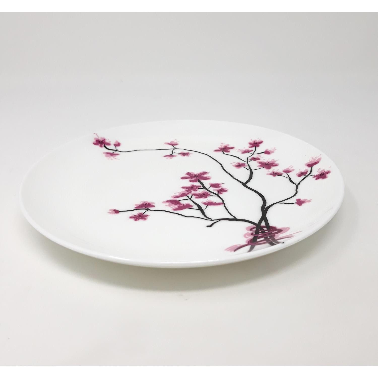 TeaLogic Frühstücksteller Cherry Blossom, Spülmaschinengeeignet, Weiß, Kirschblüten, H: 2cm
