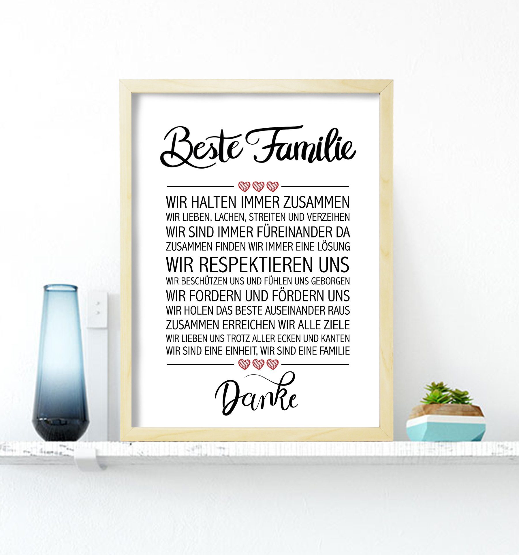 Close Up Poster Beste Familie gerahmter Kunstdruck kieferfarben