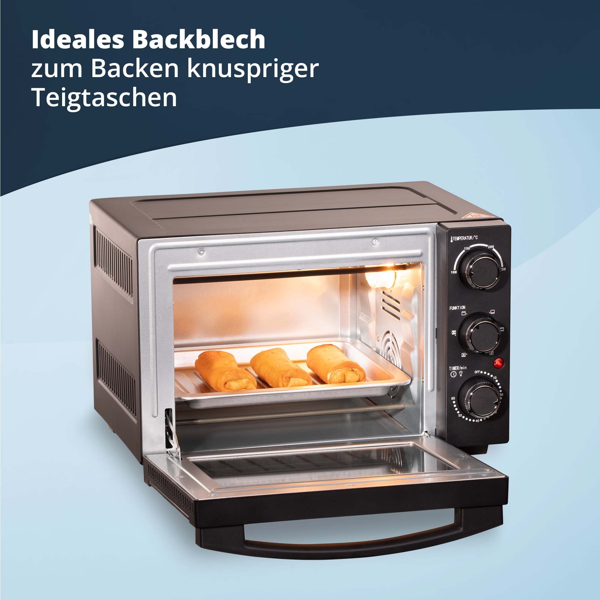 KHG Minibackofen Minibackofen MBO-15S in schwarz mit Umluft, Ober-/Unterhitze, Umluft, Ober-/Unterhitze, Brotbackofen, inkl. 6 Funktionsstufen – Bild 4 von 5