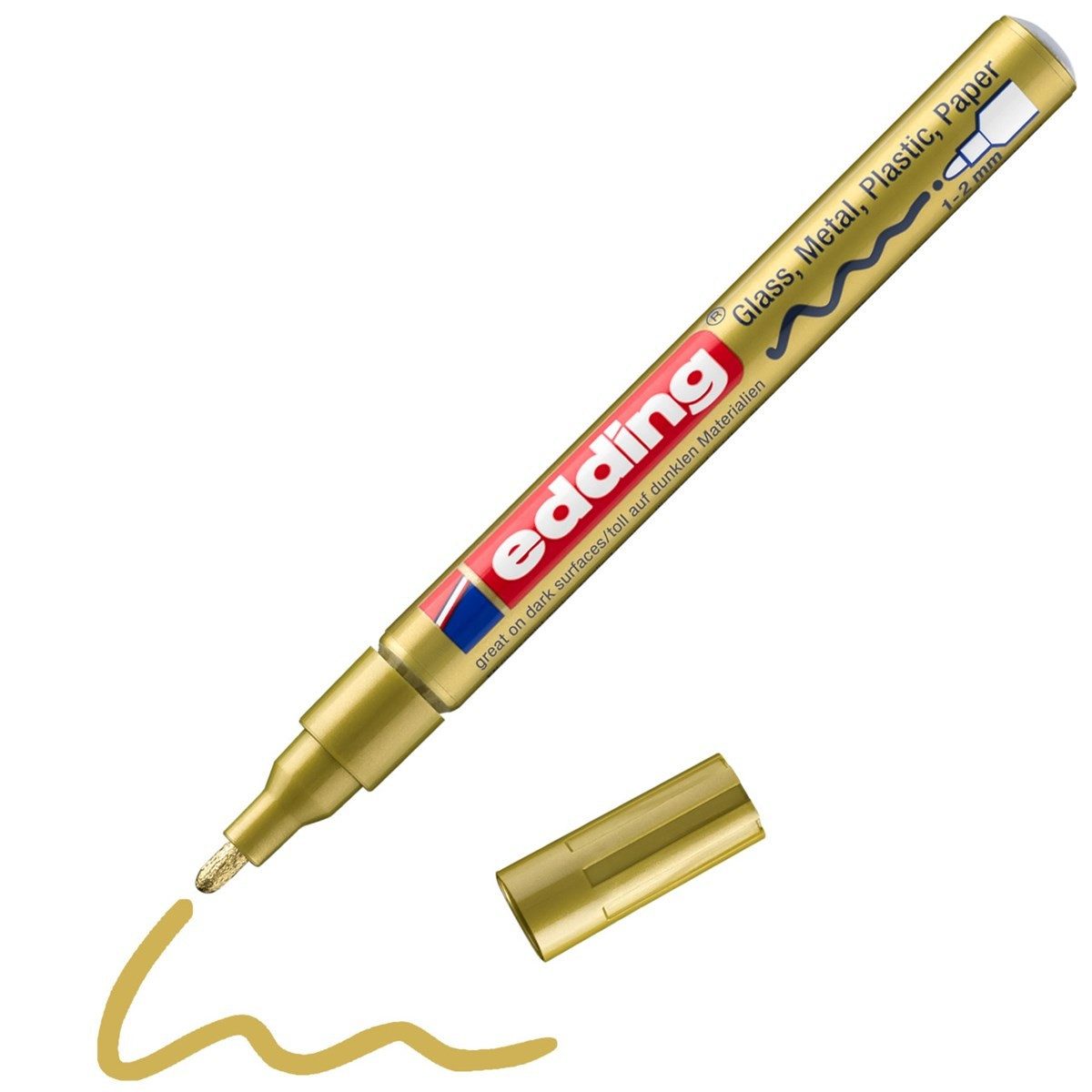 edding Lackmarker Glanzlack-Marker 751 creative Rundspitze gold, wasserfest und hitzebeständig bis 400