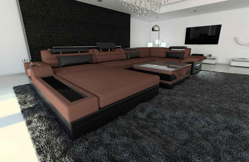 Sofa Dreams Wohnlandschaft Mezzo M - U Form Stoffsofa, mit LED, wahlweise mit Bettfunktion als Schlafsofa, Designersofa