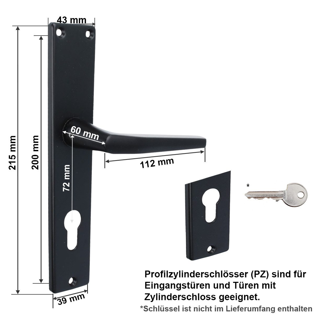 MS Beschläge Türgriff Türklinke Langschild Schwarz Türdrücker Türöffner, Ko günstig online kaufen