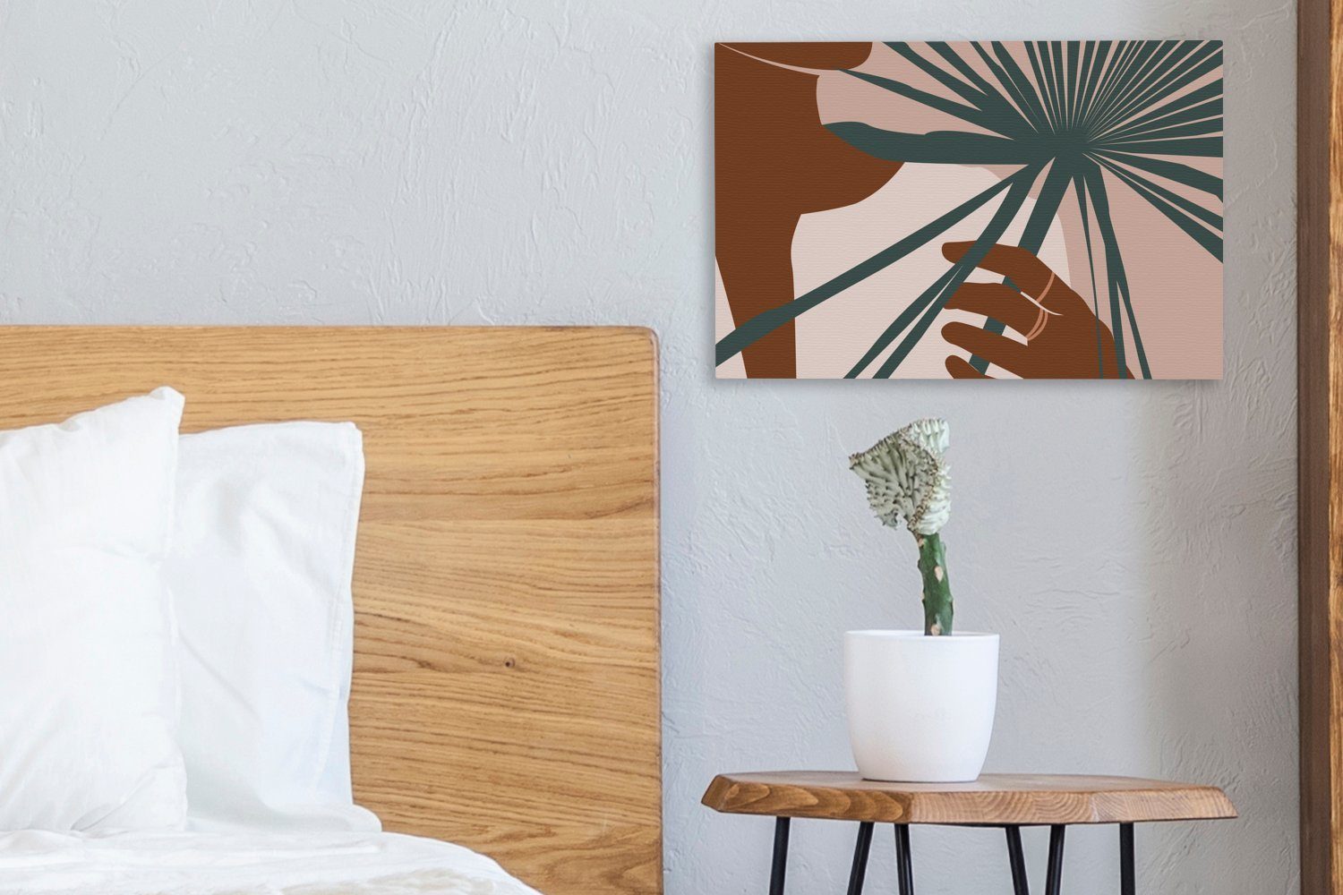 Pflanze Aufhängefertig, Abstrakt, - OneMillionCanvasses® St), Wanddeko, Wandbild Leinwandbilder, (1 cm - Tropisch 30x20 Leinwandbild