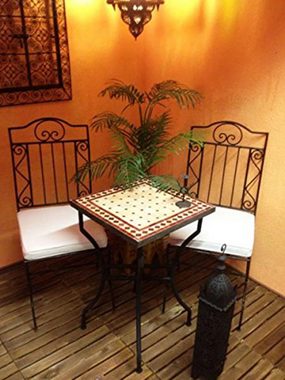 Marrakesch Orient & Mediterran Interior Gartentisch Mosaiktisch 50x50cm, Beistelltisch, Gartentisch, Esstisch, Handarbeit