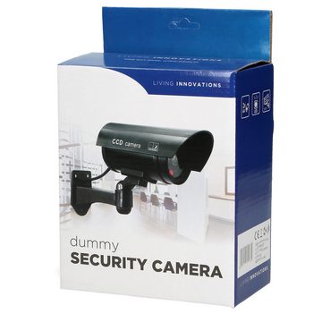 Home4Living Außenkamera CCD silber Kamera LED Abschreckung Sicherheit Überwachungskamera Attrappe (rot blinkende LED, täuschend echt)