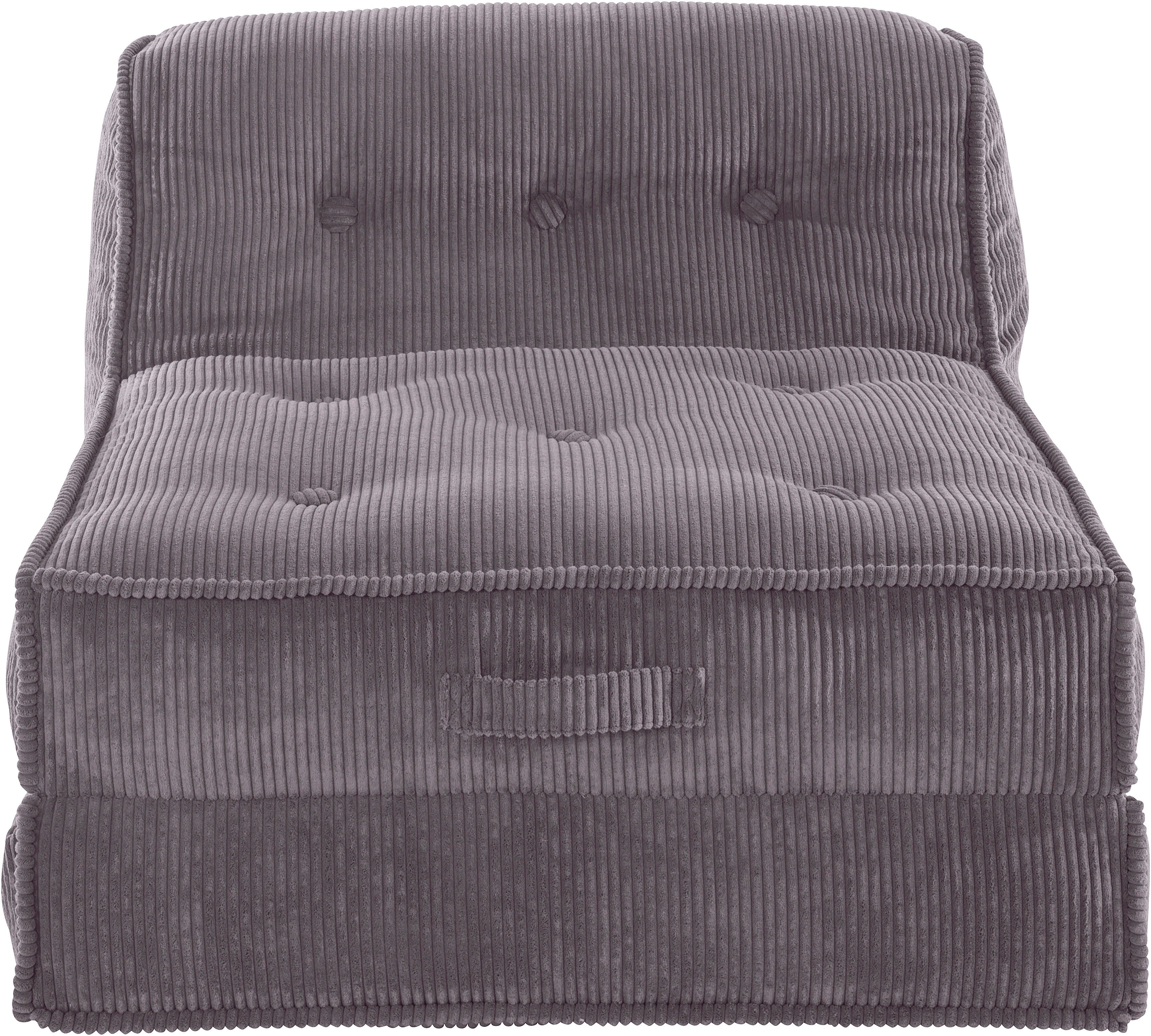 INOSIGN Sessel Missy, Loungesessel aus Cord, in 2 Größen, mit Schlaffunktion,  Pouf-Funktion.
