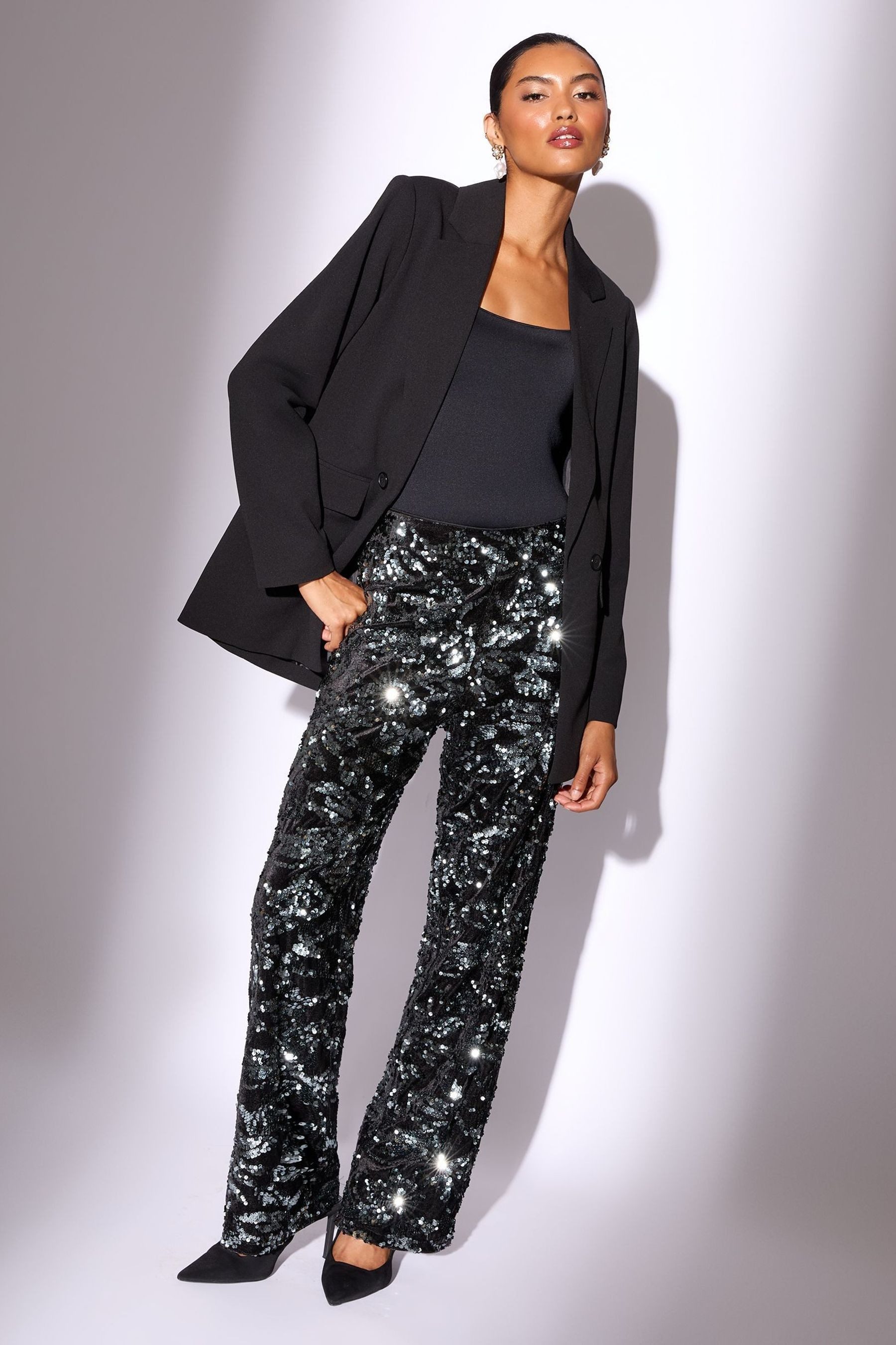 LIPSY Stoffhose Lipsy Hose mit Pailletten, Petite (1-tlg)