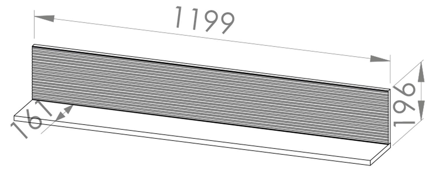 Feldmann-Wohnen Wandregal Elizabeth, 120cm schwarz artisan, eiche Hochglanz