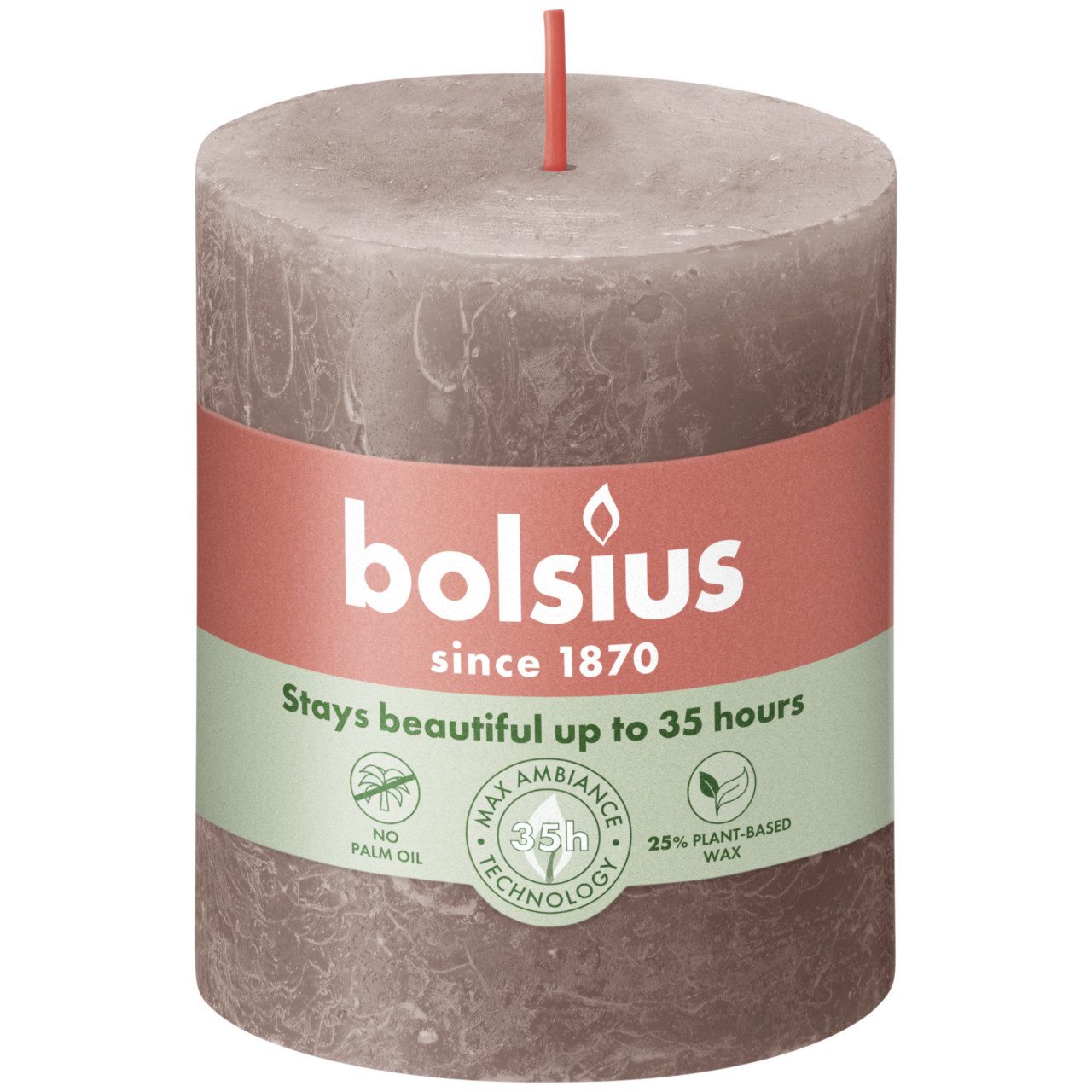 Bolsius Stumpenkerze Bolsius Stumpenkerze Rustik Shine Rustikales Taupe