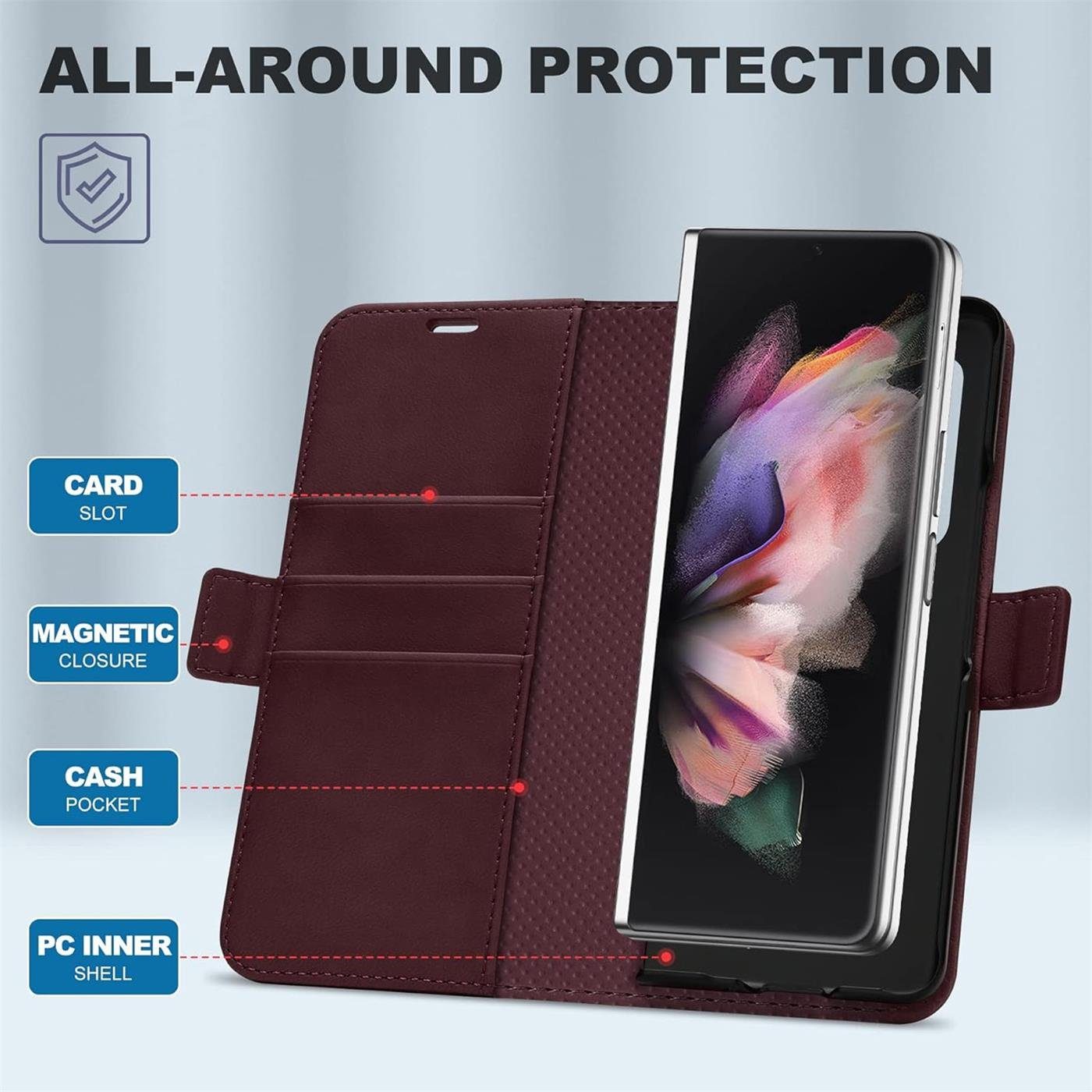 CoolGadget Handyhülle Book Case Elegance Tasche für Samsung Galaxy Z Fold 3 7,6 Zoll, Hülle Halter für Pen Flip Case für Samsung Z Fold 3 5G Schutzhülle – Bild 4 von 5