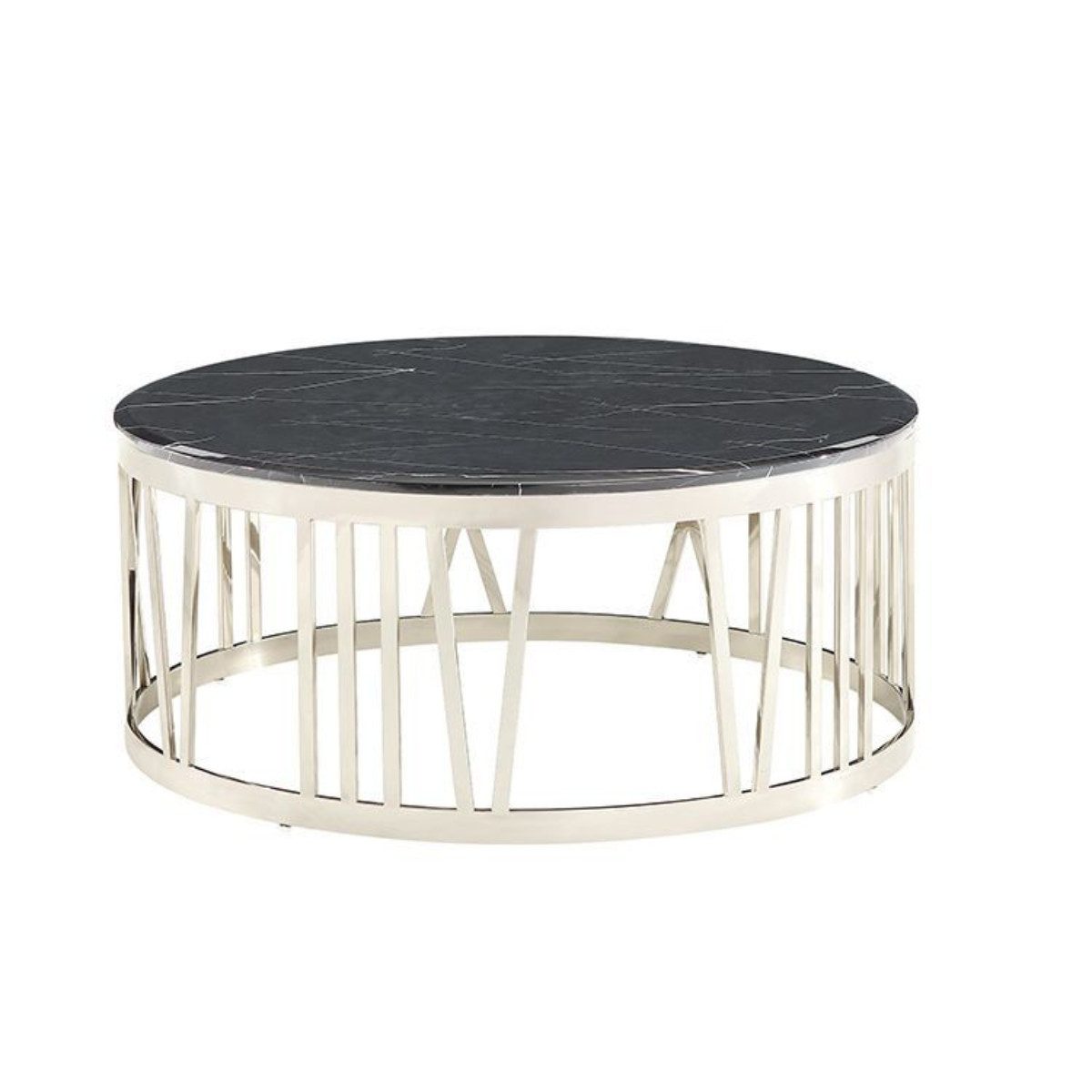 Couchtisch Edler runder Couchtisch mit Marmor-Optik – 100 x 42 cm