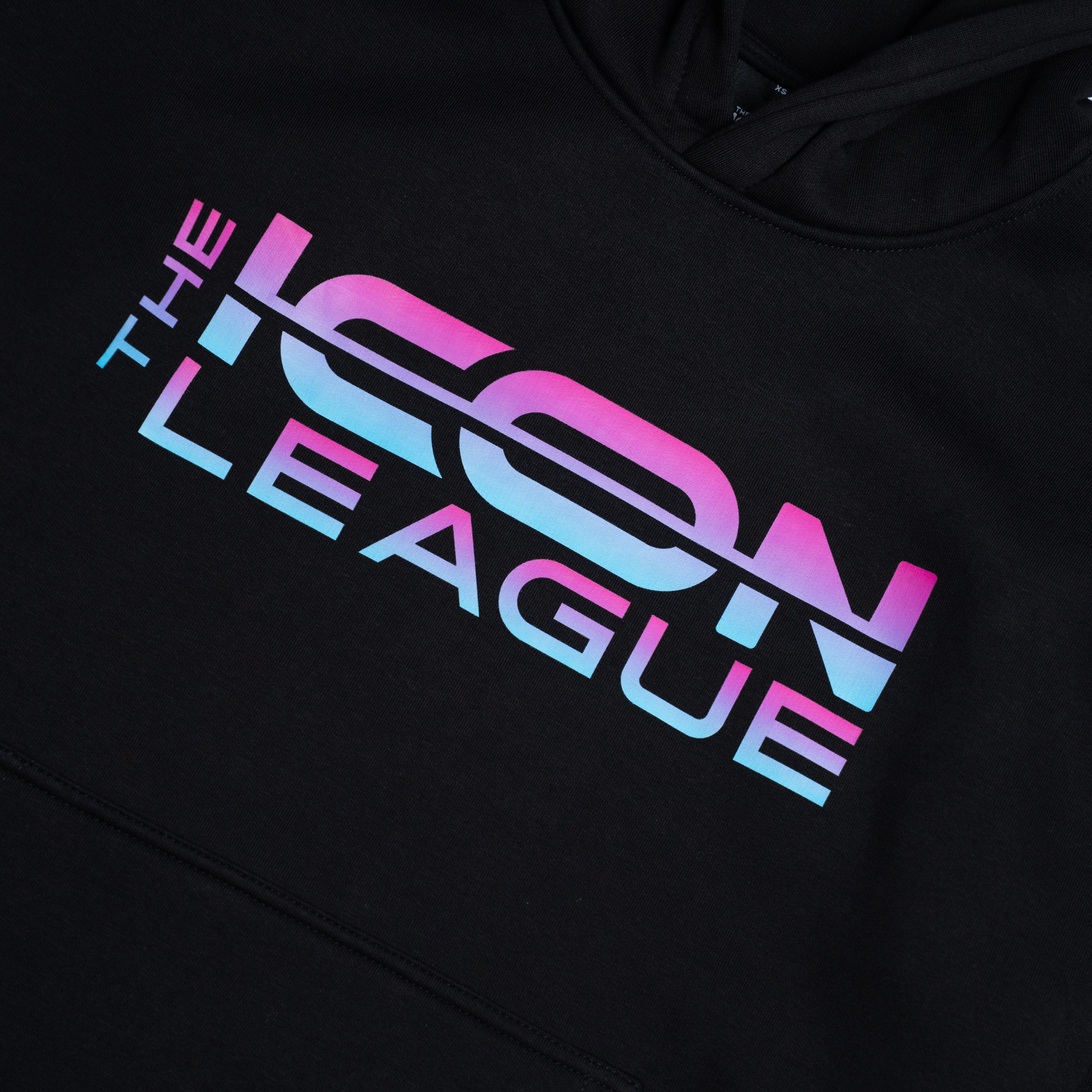 THE ICON LEAGUE Hoodie Schwarz aus schwerer Baumwolle für Herren und Damen (1er Set, 1x Oberteil) Weiches Baumwollmaterial mit farbigem Logo und Kapuze