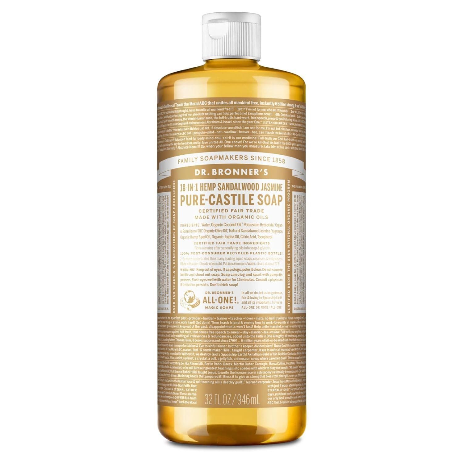 Dr. Bronners Flüssigseife Sandelholz-Jasmin, 1-tlg., Liquid Soap 945 ml
