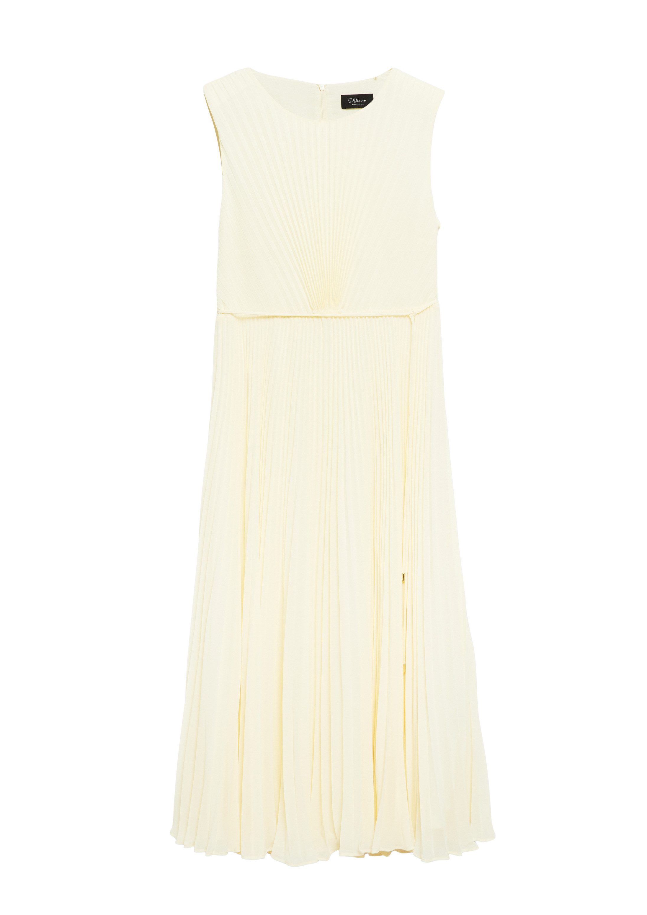 s.Oliver Midikleid Kleid Plissiertes Midi-Kleid mit Bindegürtel und Viskosefutter