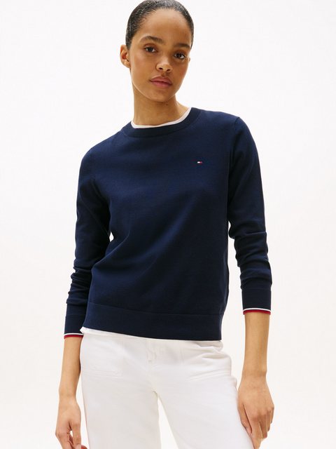 Tommy Hilfiger Rundhalspullover CO JERSEY STITCH LS C-NK SWT mit Logosticke günstig online kaufen