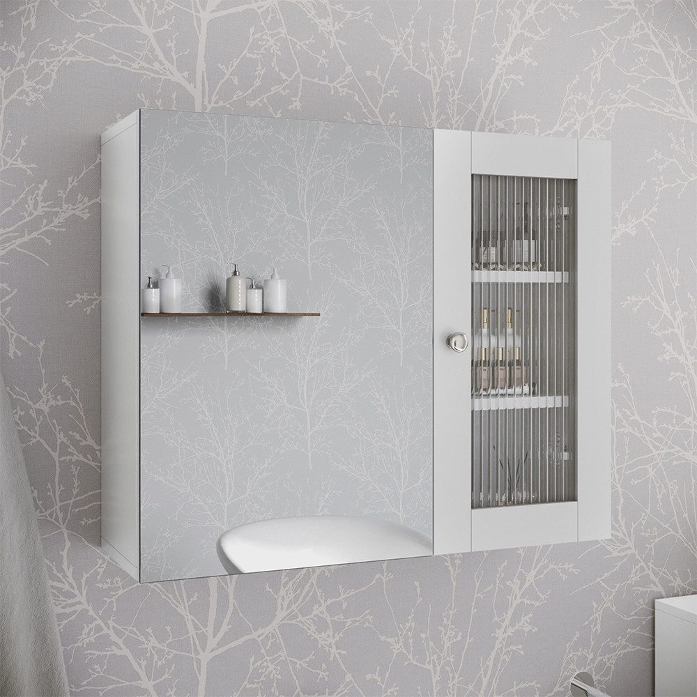 Vicco Badezimmerspiegelschrank Malte, Weiß, 60 x 50 cm mit Spiegel (1-St)
