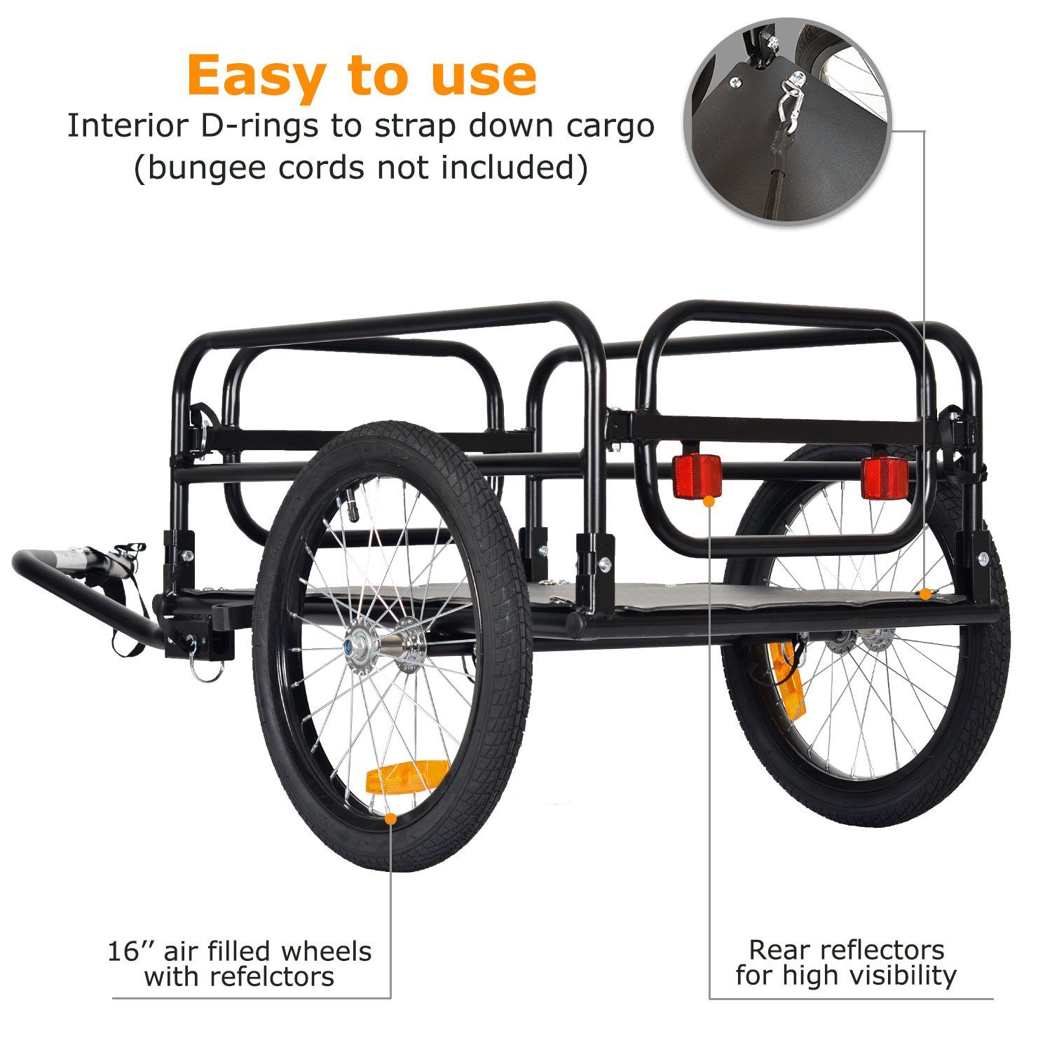 TIGGO Folding Bicycle Cargo Trailer, 70 Liter Capacity, Made of Durable Steel Frame - Large Loading Area up to 70 Liters