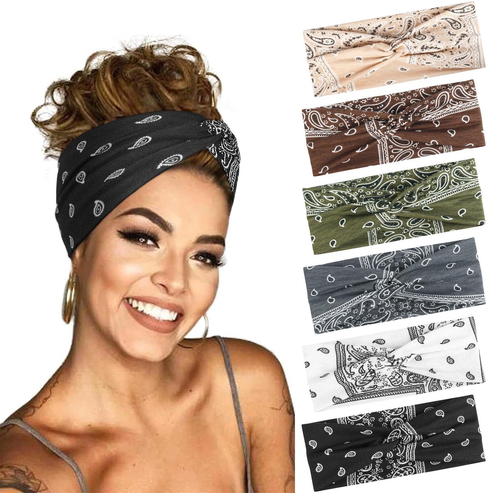 nsihing Haargummi 6er-Set Damen-Haarbänder, elastische rutschfeste schmale Haargummi, geeignet für Yoga, Fitness, Sport, Laufen und das Fitnessstudio
