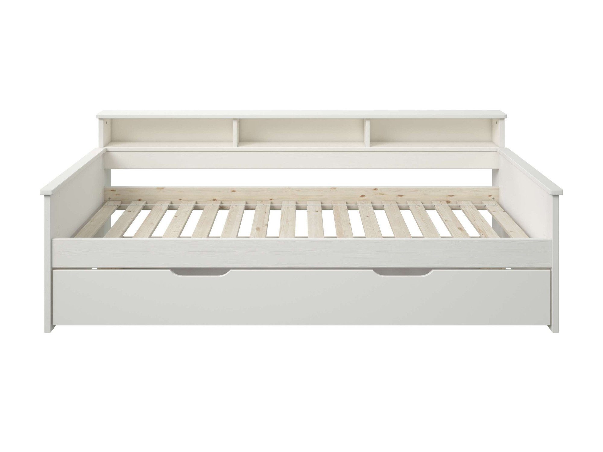 OTTO home Jugendbett KERO, Daybed, Stauraumbett, platzsparend, Stauraum, 90x200cm, zertifiziertes Massivholz, mit Ablagefächern, Schublade optional