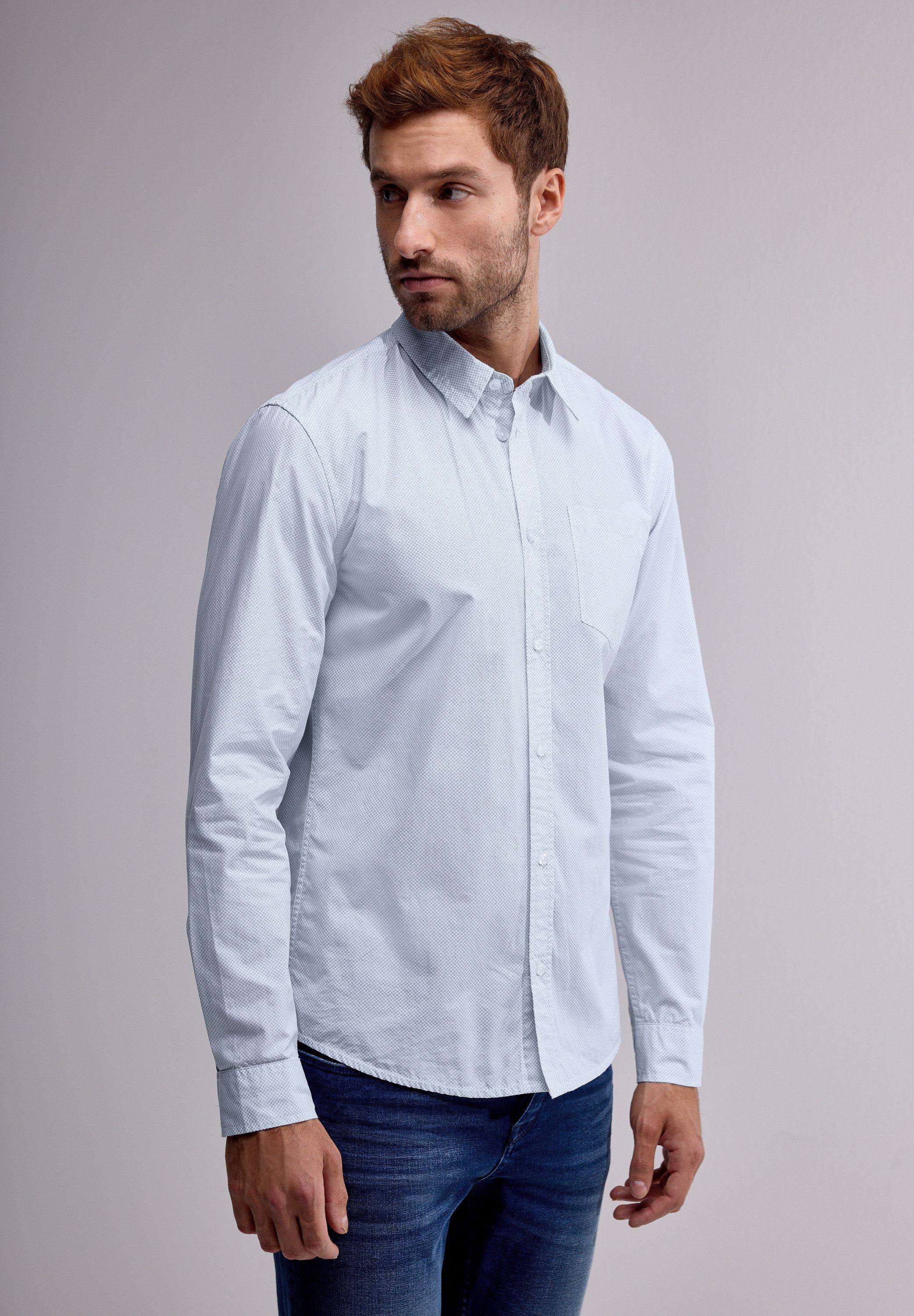 STREET ONE MEN Langarmhemd aus reiner günstig online kaufen