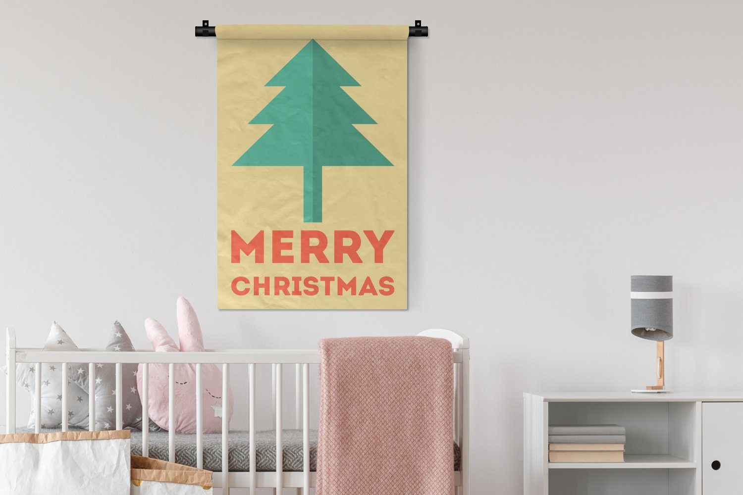 MuchoWow Wanddekoobjekt Kleid, - - - Schlafzimmer, Kinderzimmer Wandbehang, Illustration Wanddeko - Zitate für Weihnachten Wohnzimmer, Frohe, Weihnachtsbaum